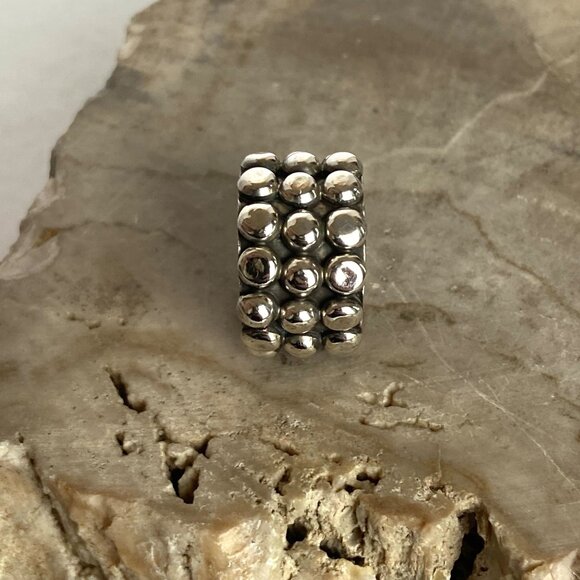 Sterling Silver 925 Mexico Chunky Dots Bubble Bead Ball Wide Band Ring Sz 5.75 - Picture 6 of 15